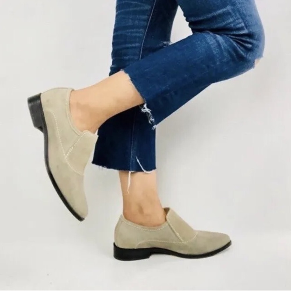 Free People Brady Slip On Suede Loafer Taupe Ref Size 40